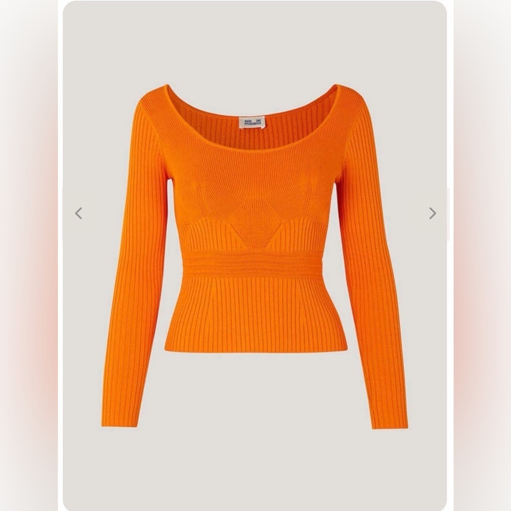 Baum und pferdgarten Orange Long Sleeve Ribbed Top |size XS